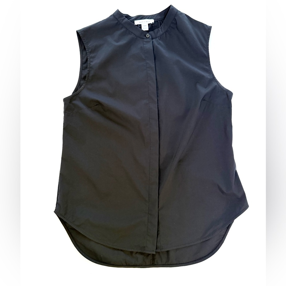 BNWOT Kit and Ace Marbella Sleeveless Poplin Shirt in Black M - Picture 7 of 12